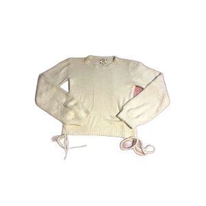 Hippie Rose Cream Sweater with Tie Details - Size Medium